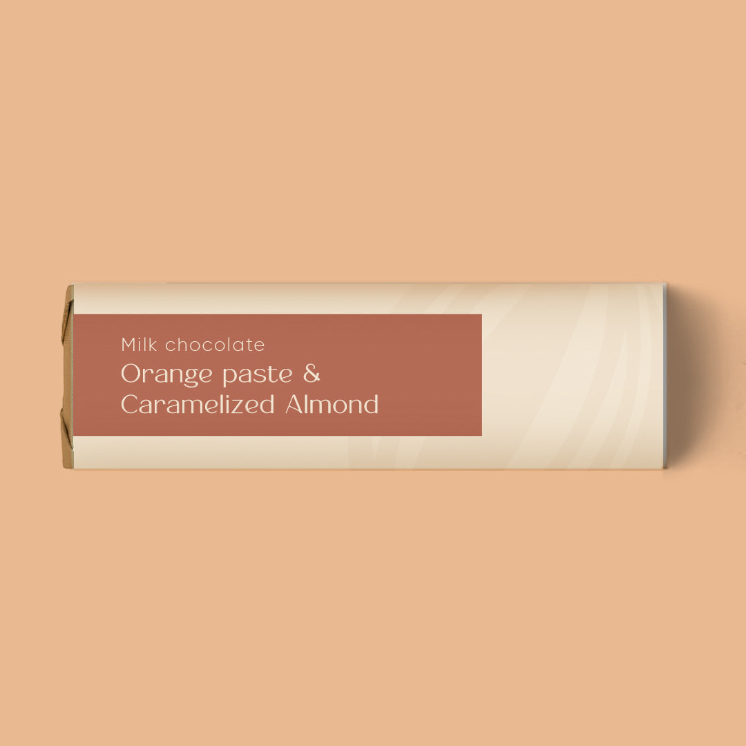 Orange Paste & Caramelized Almond Milk Chocolate Bar